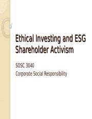 Unit Sri And Investor Activism Ppt Ethical Investing And Esg