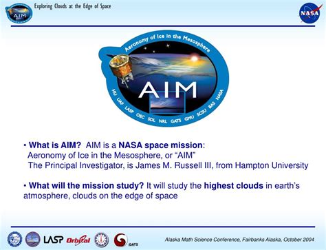 PPT - Aeronomy of Ice in the Mesosphere (AIM) Presented at the Alaska ...