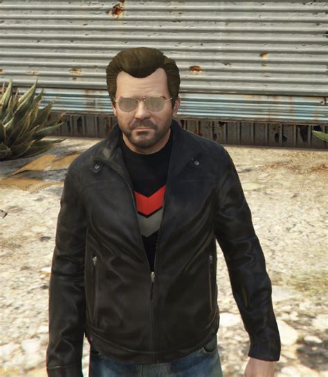 Classic Black Leather Jacket For Michael Gta5