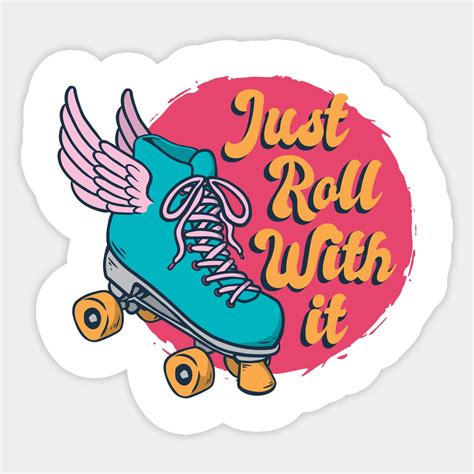 Just Roll By Artisticninja Retro Roller Skates Vinyl Decal Stickers