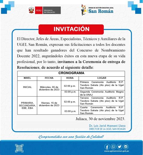 Invitaci N A La Ceremonia De Entrega De Resoluciones A Los Ganadores