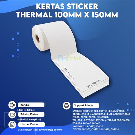 Jual Kertas Sticker Thermal Mm X Mm Label Barcode Direct Resi