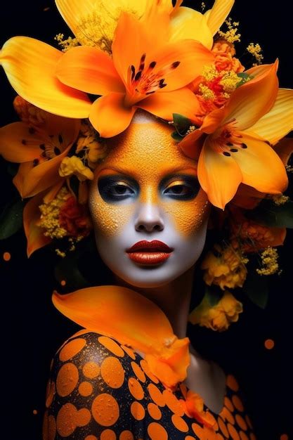 Premium AI Image A Woman With Orange Flowers On Her Head