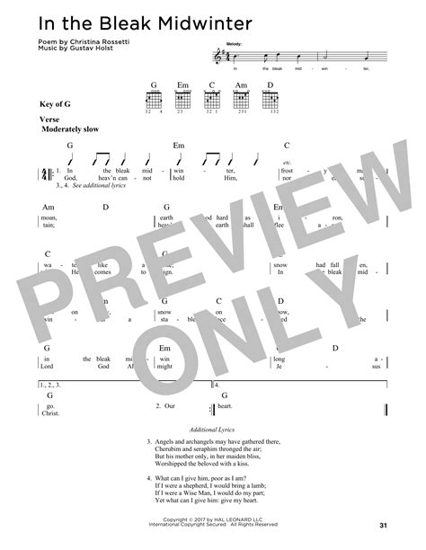 In The Bleak Midwinter Guitar Chords