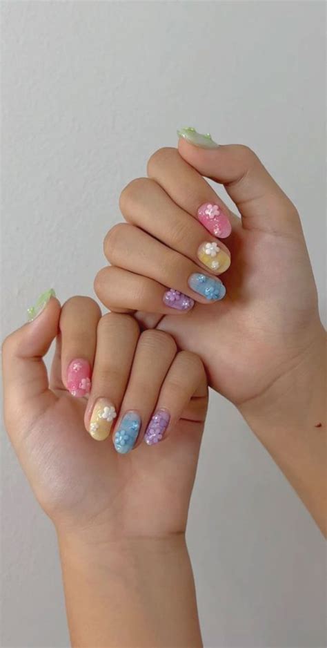 Chic Short Nail Art Designs For Maximum Style 3D Flower Pastel Nails