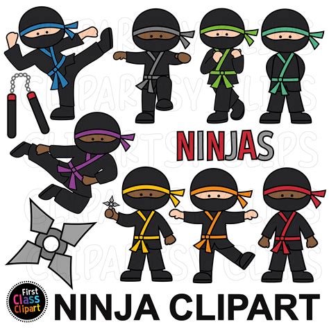 Ninja Clipart, Cute Ninja Clipart, Ninja Kids, Karate, Ninja Star, Kids ...