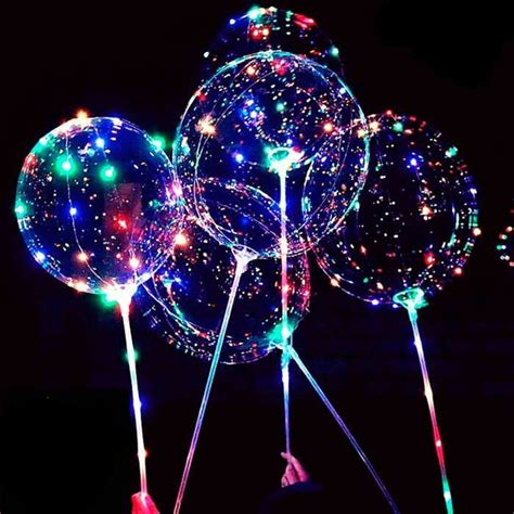 X Bal O Bubble Led Transparente Bast O Haste Festa Elo