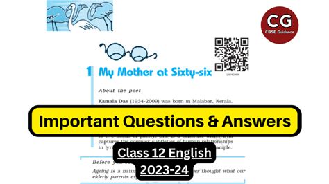 My Mother At Sixty Six Class 12 Important Questions And Answers CBSE