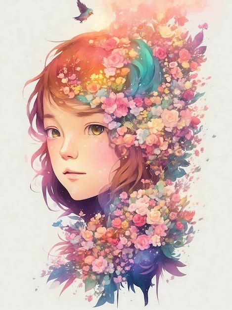 Premium Ai Image A Girl With A Flower Crown On Her Head