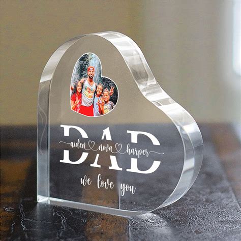 Personalized Photo Heart Crystal Fathers Day T