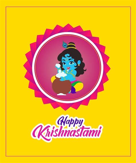 Premium Vector | Cute Little Krishna with Butter