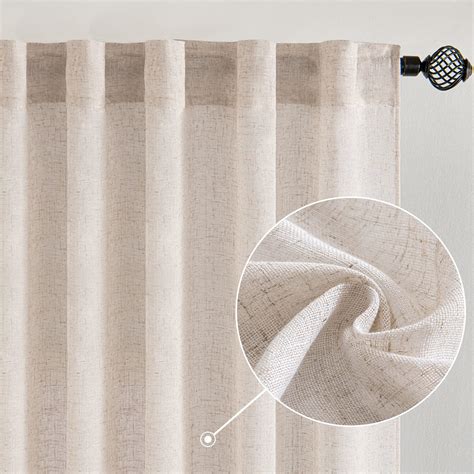 Miulee Cortinas De Lino Blanco Natural De Pulgadas De Largo Para