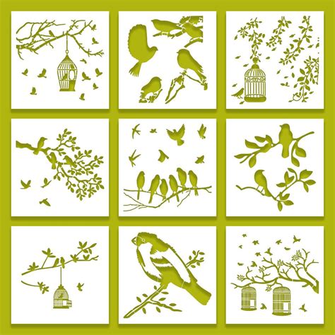 Adiking Pieces Birds Stencils Bird Tree Branches India Ubuy