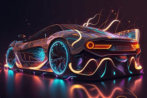 Premium Photo | Abstract canvas neon light car automobile artwork design digital art wallpaper ...