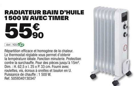 Promo Radiateur Bain D Huile W Avec Timer Chez Brico D P T