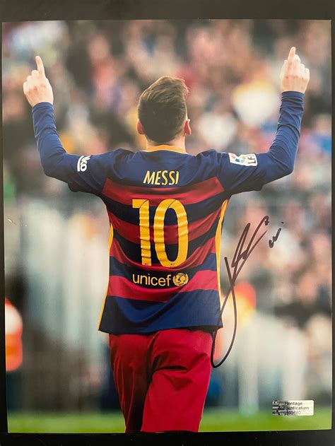 Lionel Messi Fc Barcelona Originally Autographed Photo Framed With Certificate Of Authenticity