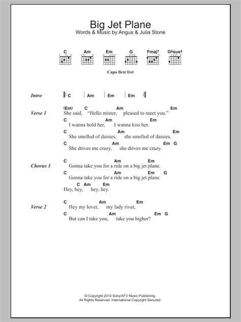 Big Jet Plane Sheet Music Direct