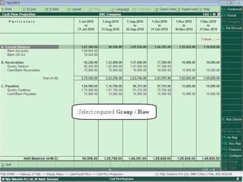 Tally Erp Cash Flow Projection Youtube