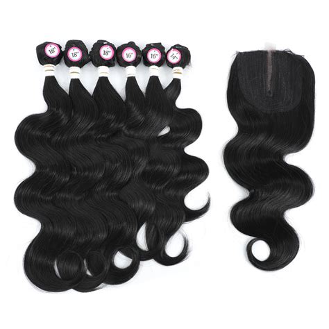 X Tress Spot Body Wave 6 Piece Full Headpack With Lace Front Closure