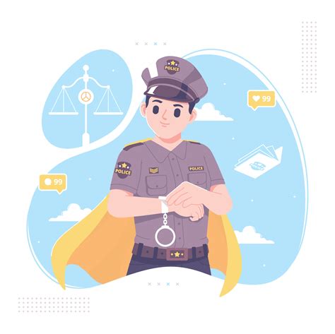 superhero police cartoon character vector illustration 5167187 Vector Art at Vecteezy