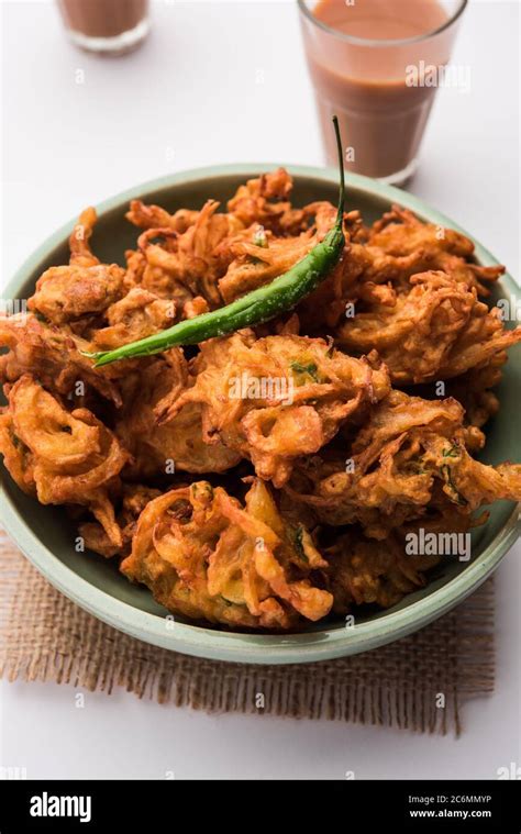 Fried Onion Pakora Or Pyaj Pakoda Also Known As Crispy Kanda Bhaji