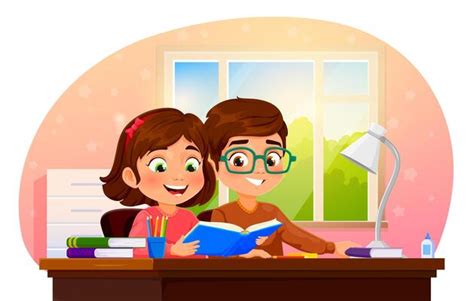 Boy And Girl Studying Vector Art, Icons, and Graphics for Free Download