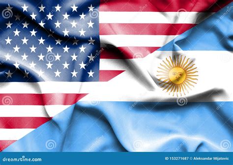 Waving Flag Of Argentina And Usaamerican Flagamerica Flagusa Flag