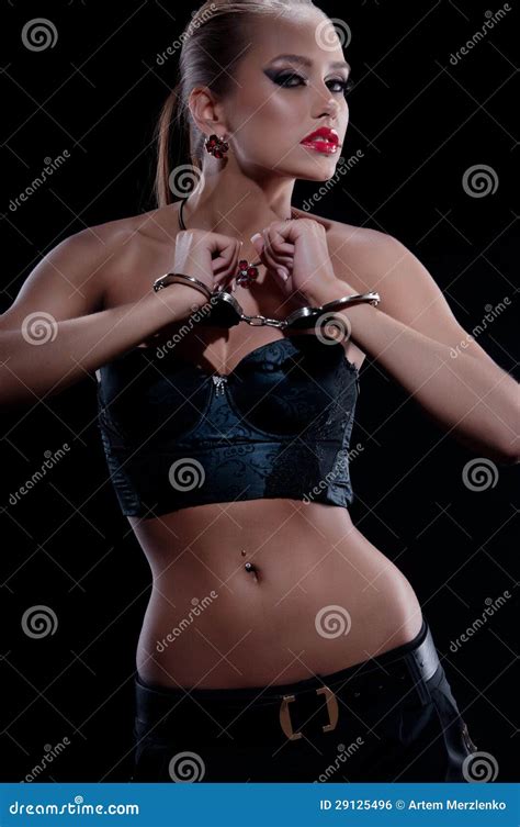 Girl In Metal Handcuffs Stock Photo Image Of Posture