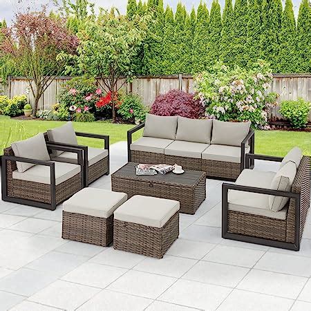 Amazon HUMMUH 7 Piece Patio Furniture Set All Weater Wicker