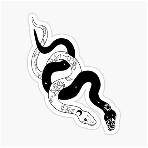 A Black And White Snake With Flowers On It S Back Sticker Is Shown