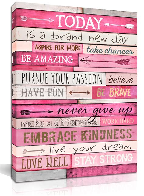 Pink Wall Decor - Inspirational Quotes Wall-Art - Motivational Bedroom ...