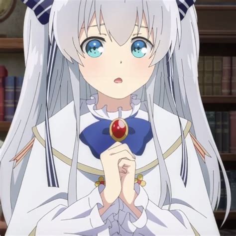 An Anime Character With Long White Hair And Blue Eyes