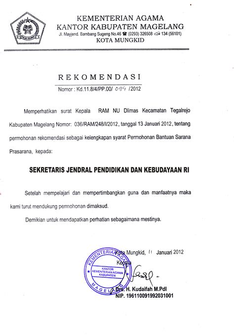 Contoh Surat Rekomendasi Kecamatan Kumpulan Contoh