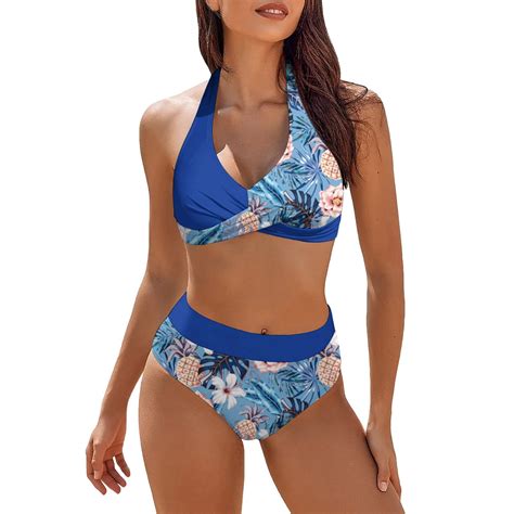 Women S Fresh Printed Strap Bikini Split Swimsuit Bandage Triangle