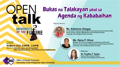 OPEN Talk Episode 20: Bukas na Talakayan Ukol sa Agenda ng Kababaihan - University of the ...