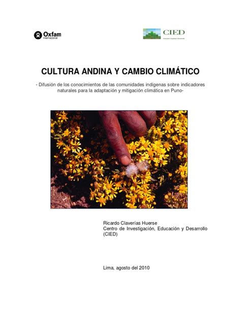 Claverias Cultura Andina Y Cambio Climatico Pdf Pdf Clima Calentamiento Global