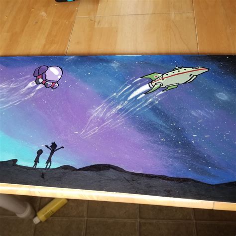 Galaxy cartoon. Acrylic. 12" x 24" : r/Art