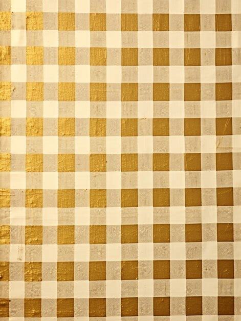 Premium Ai Image Gold And White Gingham Pattern Antique Junk Journal