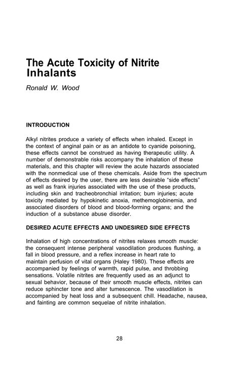 Pdf The Acute Toxicity Of Nitrite Inhalants