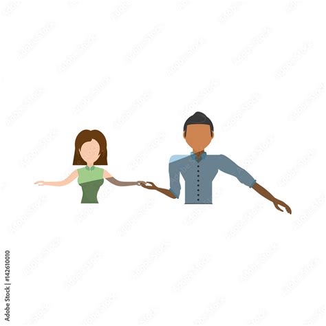 Cartoon Couple Dancing Cheerful Vector Illustration Eps 10 Stock