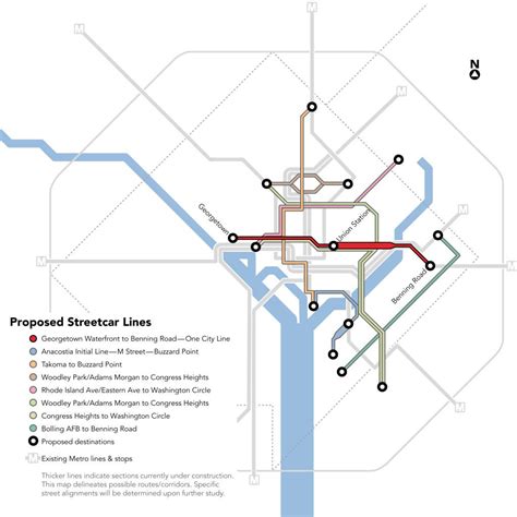 Dc streetcar map - Washington dc streetcar map (District of Columbia - USA)