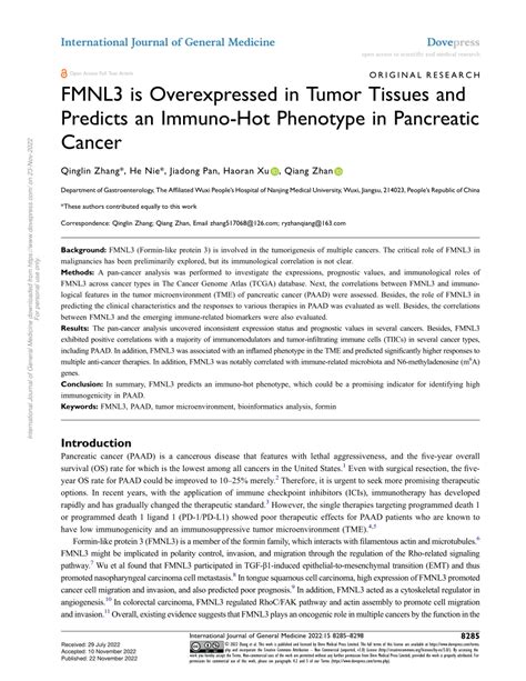 PDF FMNL3 Is Overexpressed In Tumor Tissues And Predicts An Immuno