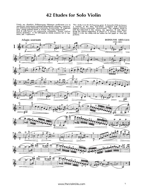 Kreutzer 42 Études For Violin Music Theory Classical Music