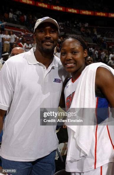 Karl Malone Of The Los Angeles Lakers And His Daughter Cheryl Ford Of