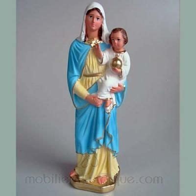 Statue de la Vierge Marie et l Enfant Jésus en plâtre coloré