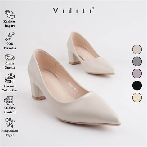 Jual Viditi Freya Doff Block Heels 4 Cm Shoes Sepatu Import Wanita