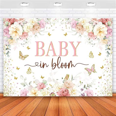 Baby In Bloom Backdrop Watercolor Wildflower Baby Shower Party