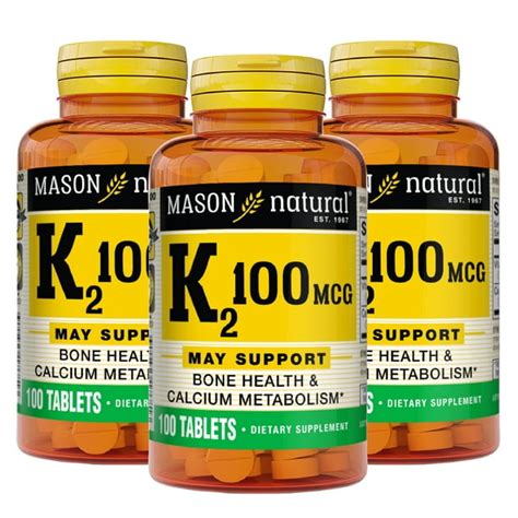 Mason Natural Vitamin K2 100 Mcg With Calcium Supports Cardiovascular Bone And Muscle Health