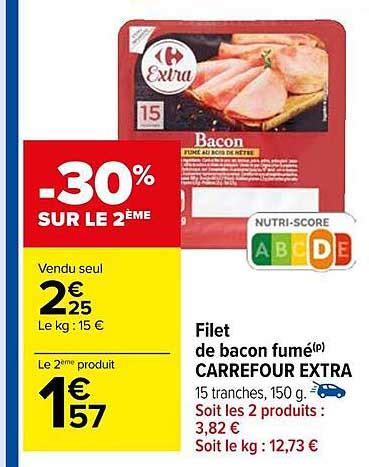 Promo Filet De Bacon Fumé Carrefour Extra chez Carrefour Market