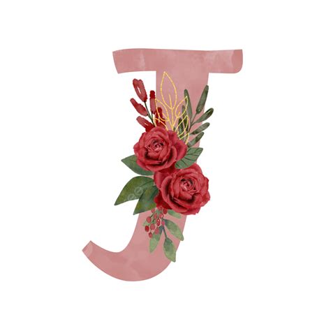 Floral Alphabet Letter J Arrange With Watercolor Flower Bouquet Floral Alphabet Letter Flowers